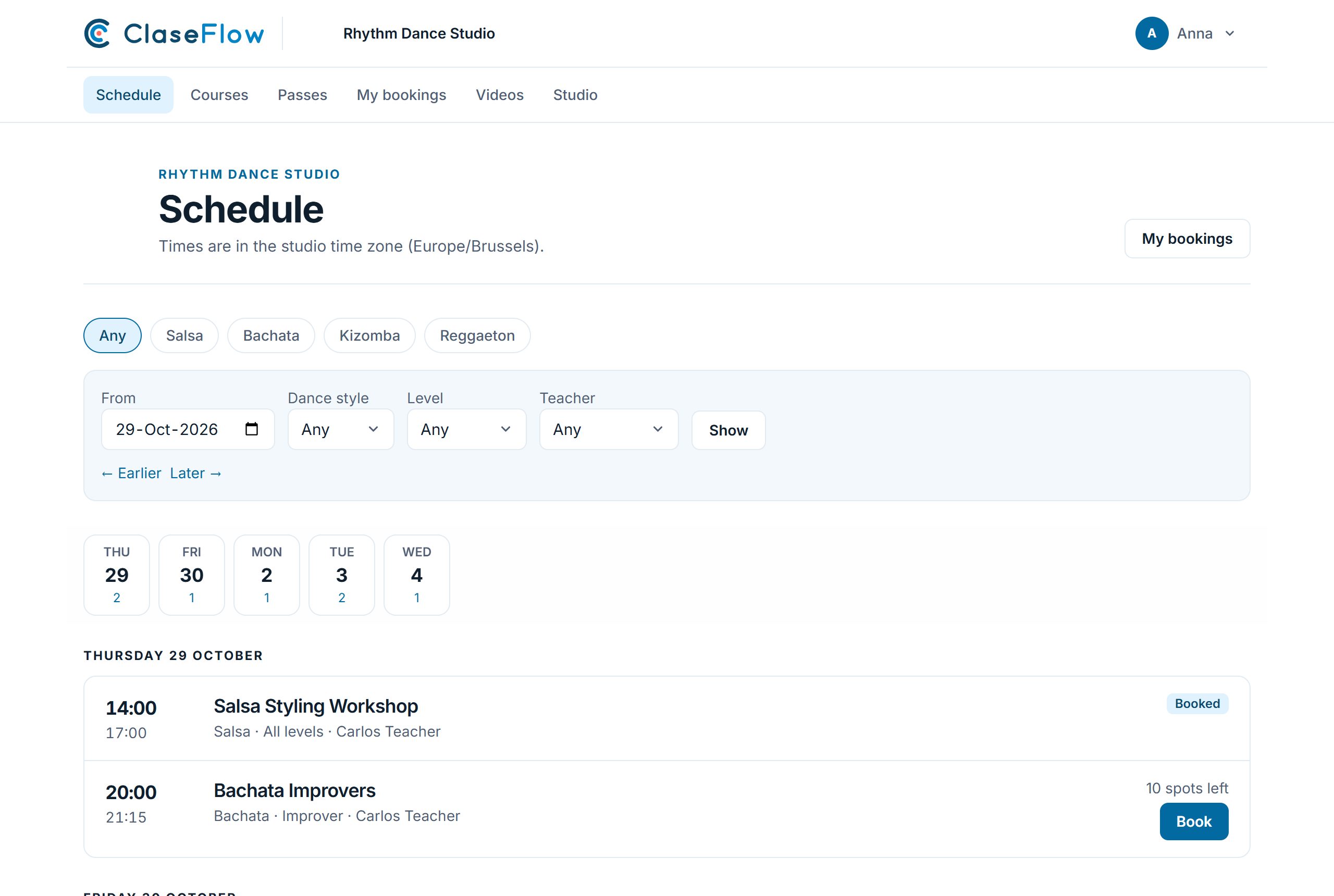 The schedule: book in one tap, lead or follow